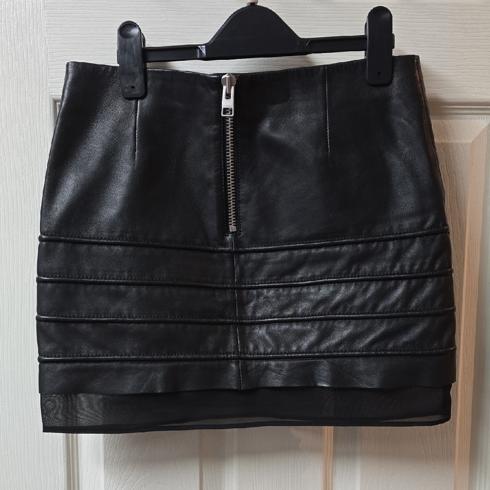 All Saints Black Lamb Leather Mini Skirt - Picture 3 of 5